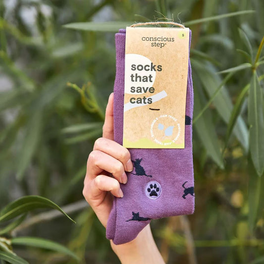 Conscious Step: Socks that Save Cats (Purple)