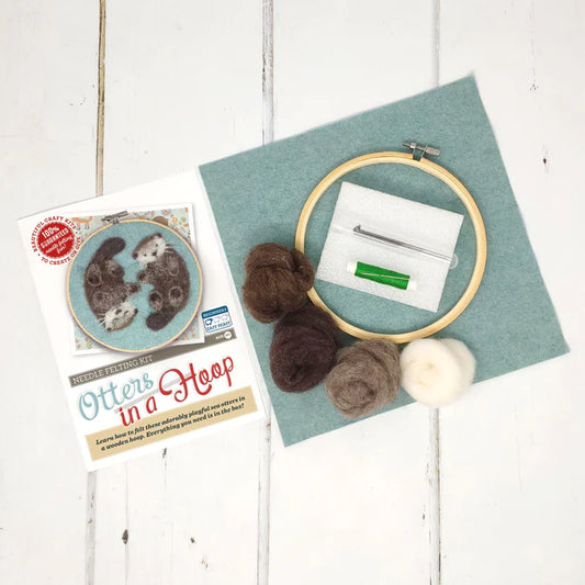 The Crafty Kit Company: Otters in a Hoop Needle Felting Craft Kit